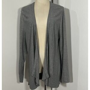 J Jill Gray Open Front Cardigan Sweater Silk Blend Long Sleeve Womens Size Large